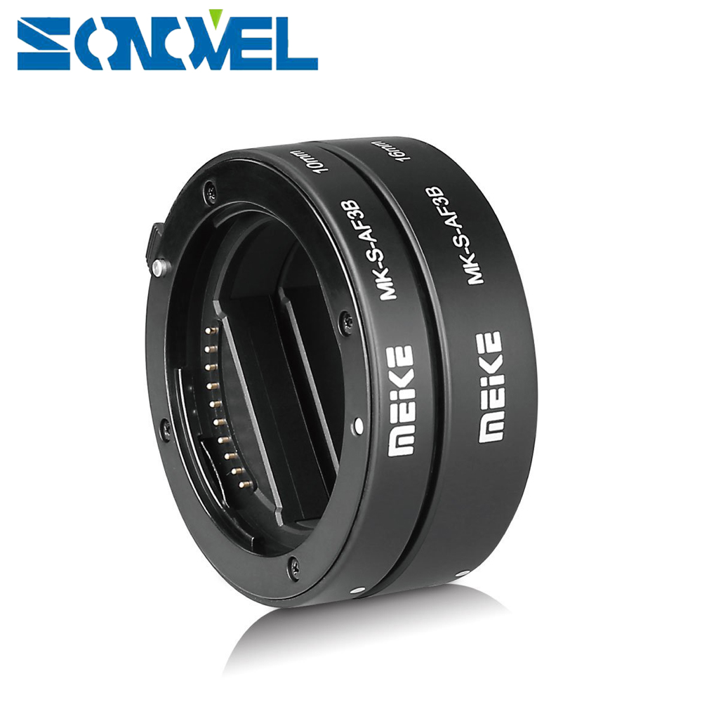 Meike Auto Focus Tubo de extensión macro 10mm 16mm para Sony e-mount fe-mount cámara sin espejo A7 A7R A7M2 NEX-F3 A3500 A6300 A6500