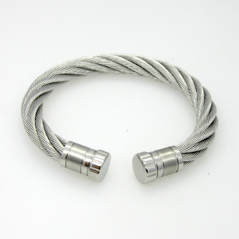 Mode Roestvrij Staaldraad Twist Kabel Manchet Armband Mannen Armband Vrouwen Armband mannen Armband Sieraden: Platinum Plated