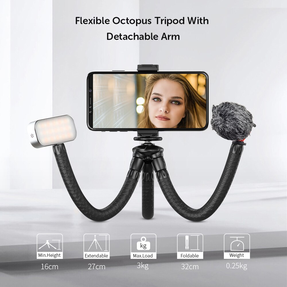 APEXEL 2 in 1 portable Table Flexible SLR Tripod 360 Rotation Vertical Shooting Phone tripod Holder for go-pro Sony Nikon Phone