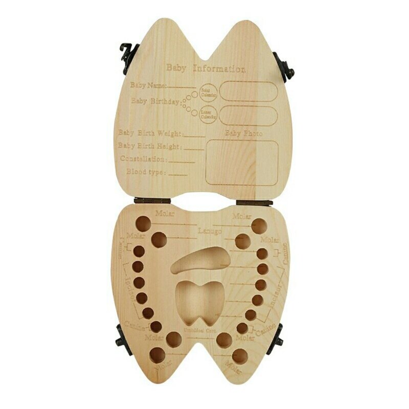Baby Tooth Storage Box Wooden Milk Teeth Memory Organizer Keepsake Box for Children Boys Girls Souvenirs G99C