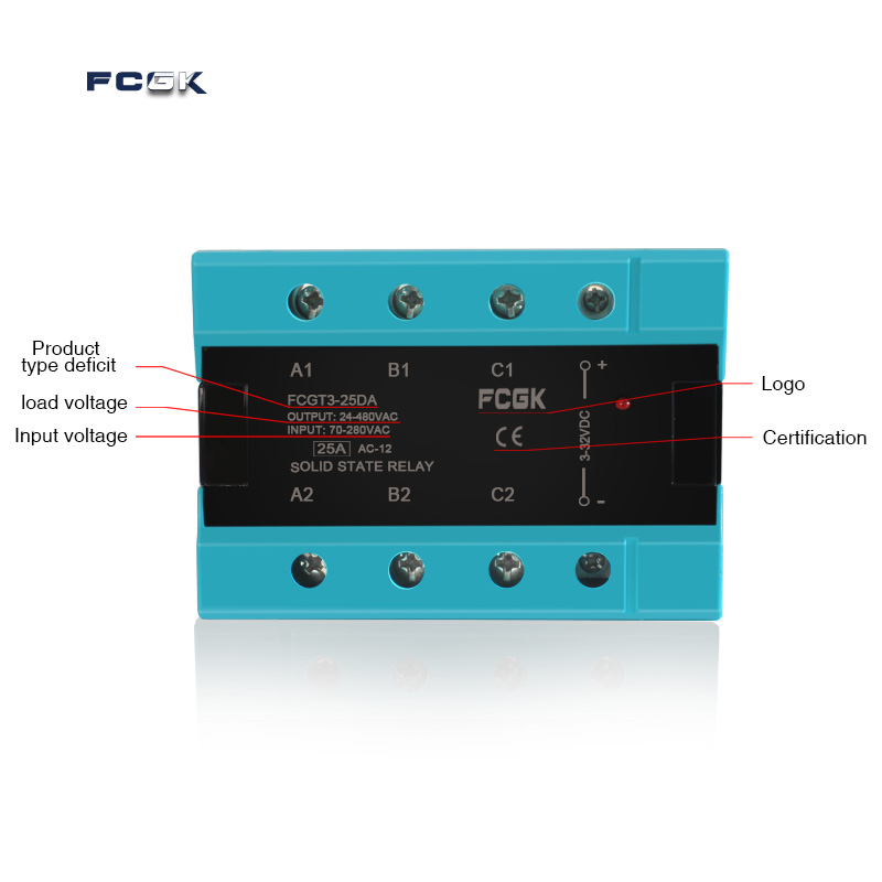 Da Drie Fase Solid State Relais 25A 40A 100A Dc Naar Ac 3 Fase Ssr 3-32V Dc controle 24-480V