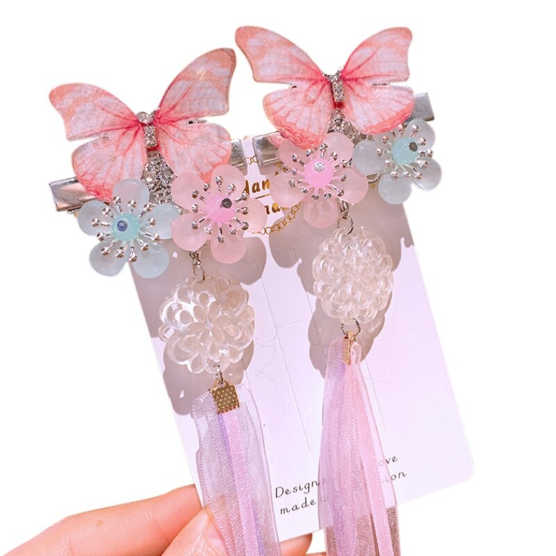 Neue Kinder Mädchen Bowknot Kopfschmuck Quaste Schritt Schütteln Haarband Baby Kostüm Hanfu Alte Stil Haarnadeln