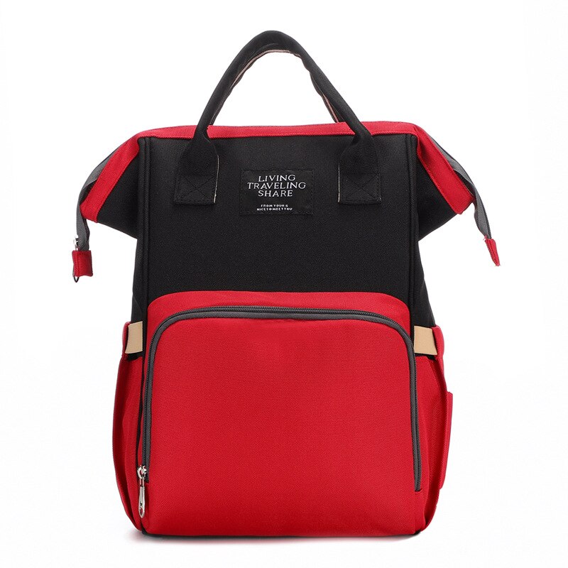 Multi-Functionele Canvas Mummie Zak Mom Verpleging Reizen Baby Zuigfles Aiaper Rugzak Grote Capaciteit Contrast Kleur Mother': Bright Red with Black