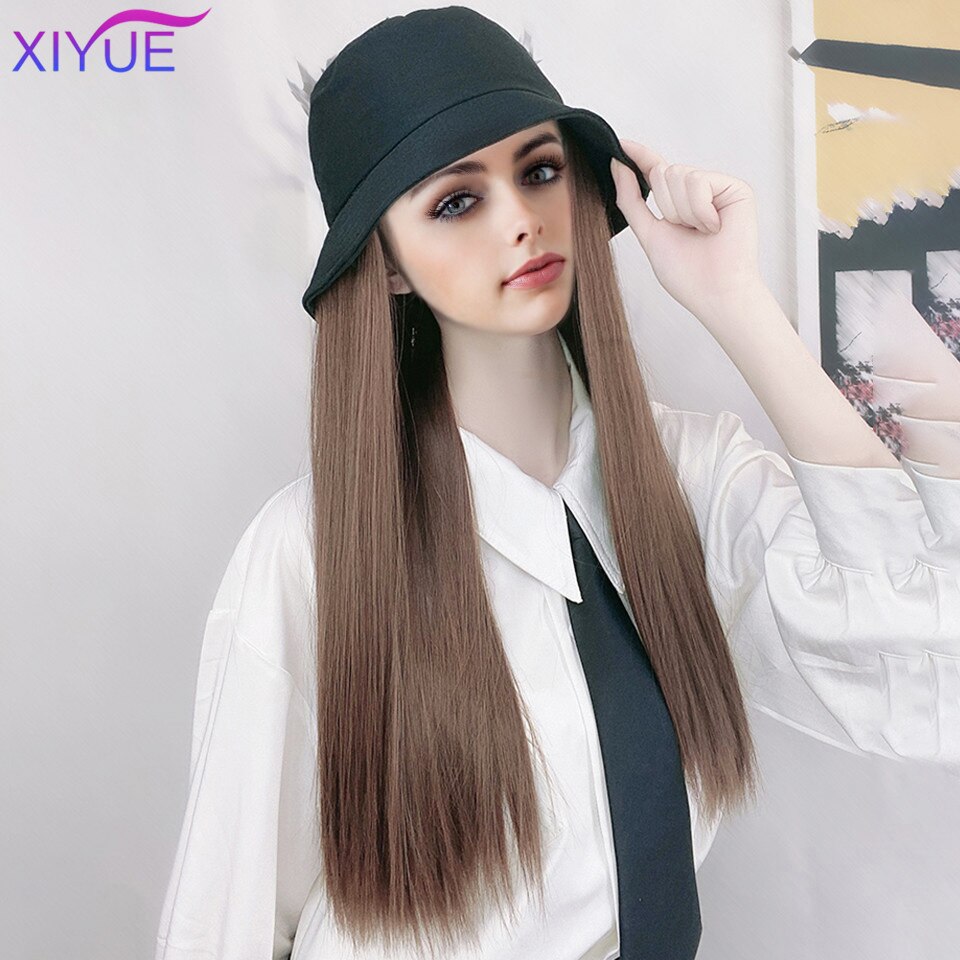 Longue ligne droite coiffure en couches bandeau demi tête couverture clavicule cheveux synthétiques Extensions de cheveux chapeau cheveux naturel postiche