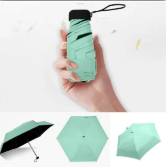 Ombrello da uomo portatile mini ombrelli tascabili prevenire l&#39;ombrello pieghevole a cinque pieghe da donna pieghevole antipioggia Uv: verde