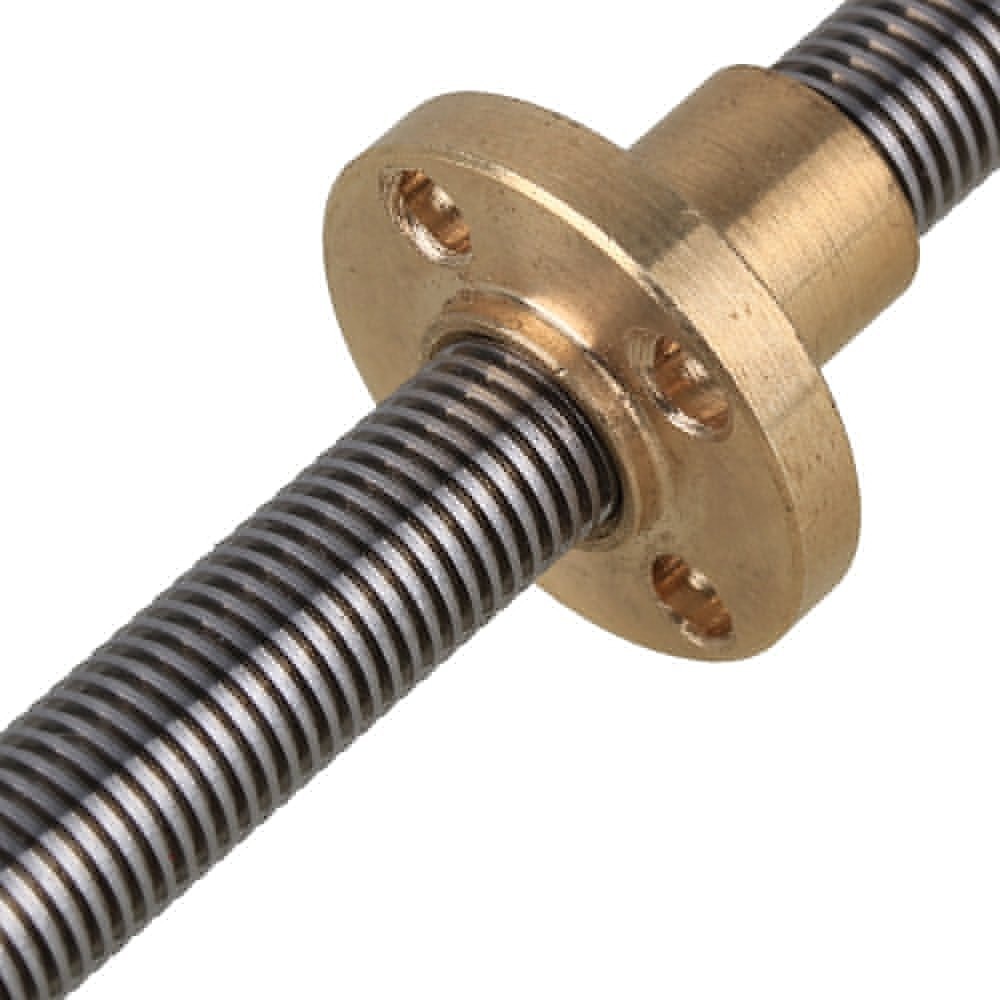 2Pcs T8 Lead Screw OD 8mm Pitch 2mm Lead 1mm Length 200 300 350 400 450 500mm Threaded Rods with Brass Nut for 3D Printer Z Axis