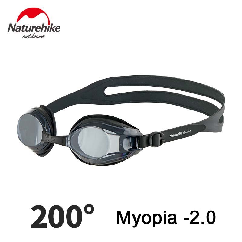 Naturehike Professionele Racing Bril Anti-Fog Uv Bescherming Bijziendheid Zwembril Mannen En Vrouwen Zwemmen Brillen: Black Myopia -2.0