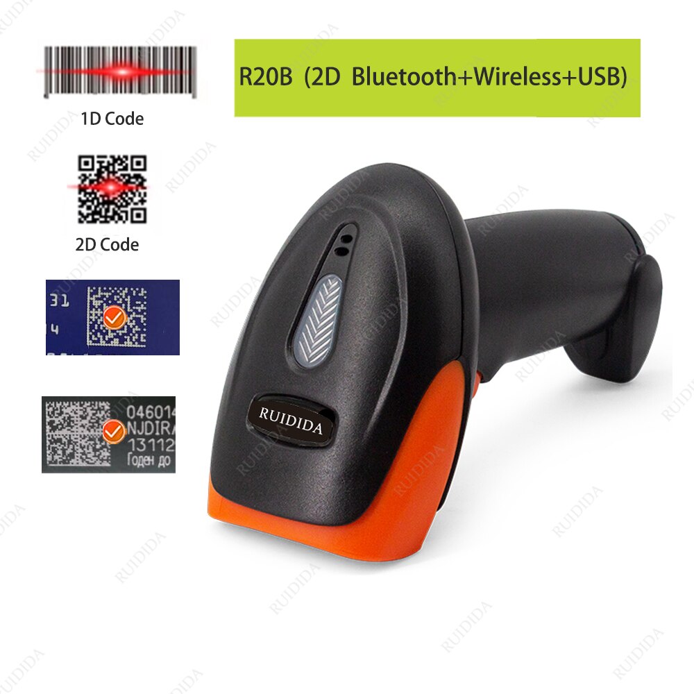 Handheld kabellos Scanner 2d QR Barcode Scanner verdrahtet 1D/2D QR Code Leser Bluetooth Bar Code Scanner USB PDF417 barras: R20B 2D Bluetooth