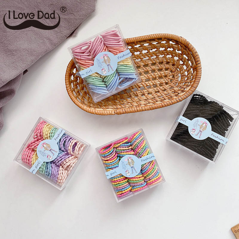Faixas de cabelo elásticas para crianças, acessórios de cabelo para bebês com suporte de rabo de cavalo e mini cores mistas 100