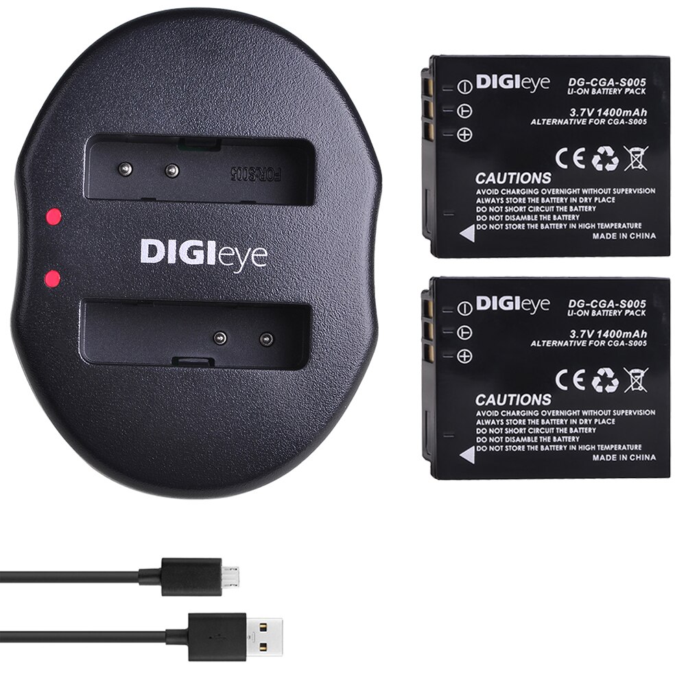 2Pcs CGA-S005 DMW-BCC12 Battery + Dual USB Charger for Panasonic Lumix DMC FX1 FX3 FX8 FX9 FX10 FX12 FX50 FX100 LX1 LX2 LX3