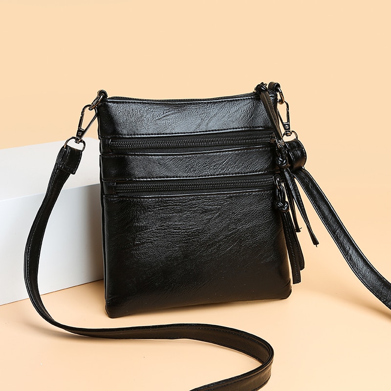 Vrouwen Kleine Schoudertas Pu Lederen Crossbody Tas Casual Vrouwen Multi-layer Messenger Bag Zachte Vrouwen Handtas Portemonnee rits Tote