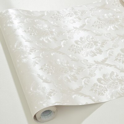 60Cm X 5M Vinyl Zelfklevende Behang Home Decor Bloemen Wandbekleding Voor Woonkamer Slaapkamer Achtergrond Waterdichte Muur stickers: Ivory