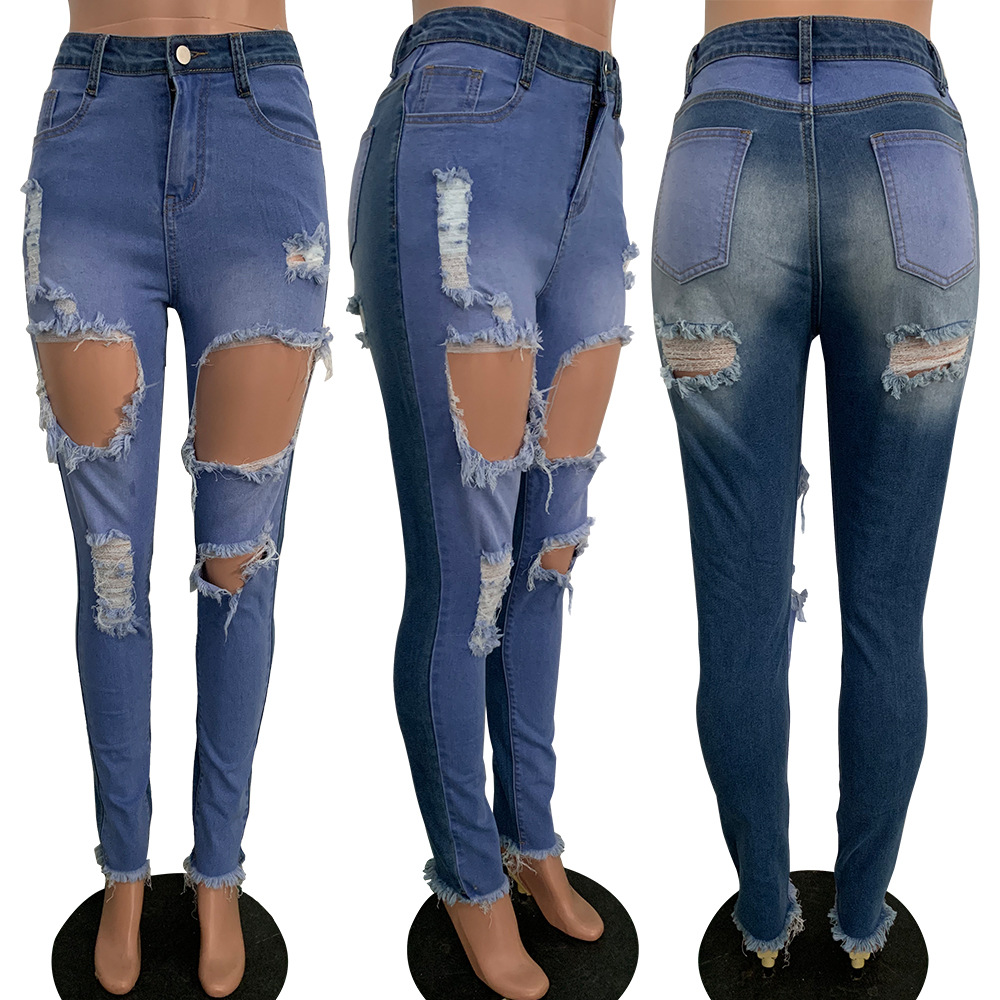 Pantalones vaqueros rasgados para mujer, pitillos ajustados, ropa de calle, atuendo, otoño: XL