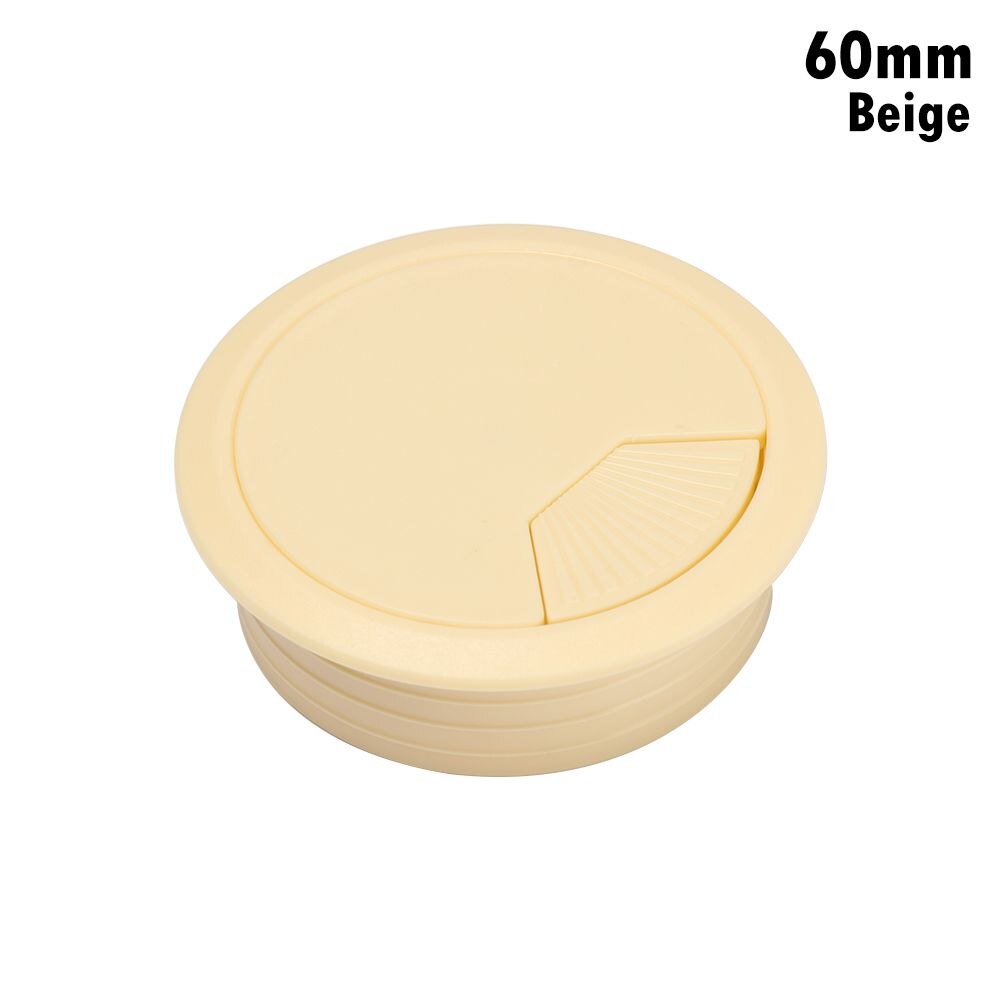 60/80mm Desk Table Plastic Cable Hole Cover PC Computer Desk Round Wire Tidy Grommet: beige-60mm