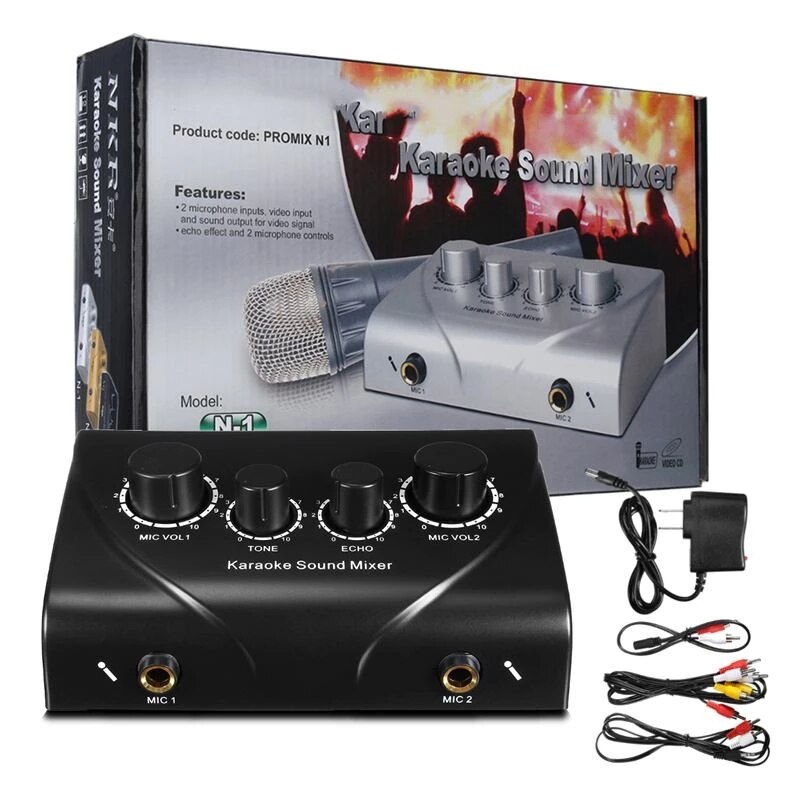 Karaoke Sound Mixer Mini Microphones Audio Mixer Amplifier Mixer Console Digital Sound Mixer Black