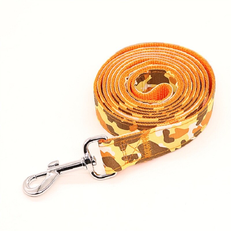 Camouflage hondenriem nylon duurzame hondenriem breedte 2.5cm hondenriem huisdier trekkoord hondenriemen voor kleine, middelgrote en grote honden: Geel / 2.5 cm x 180cm