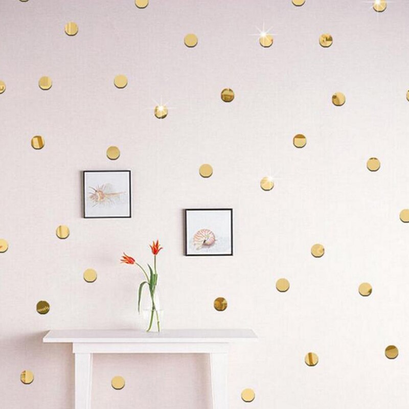 100 stk / pakke runde klistermærker aftagelige diy plast spejl klistermærker polka dot børneværelse dekorative væg kunst hjem mærkater