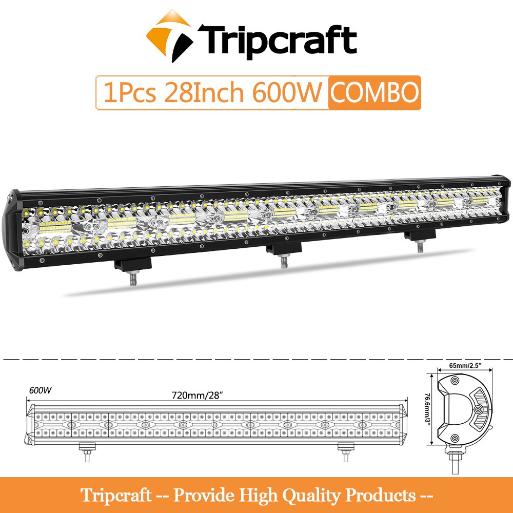 Tripcraft 3 rzędy listwa LED 4 - 28 Cal listwa świetlna LED LED światło robocze do ciągnika samochodowego łódź OffRoad 4x4 ciężarówka SUV ATV jazda 12V 24V