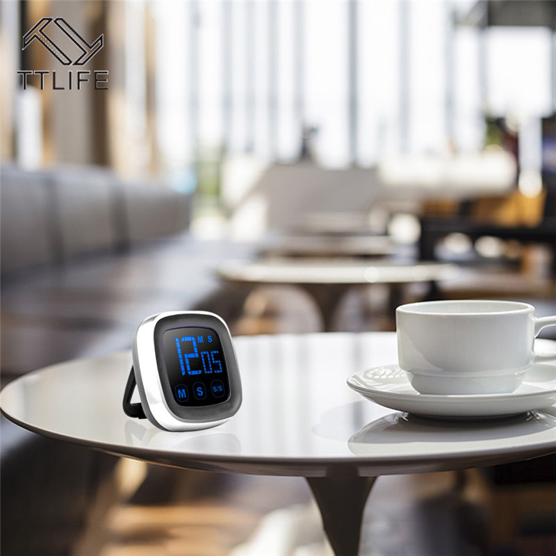 TTLIFE Large Electronic Touch Screen LED Display Kitchen Timer Electronic Digital Kitchen Cooking Timer Refrigerator Watch