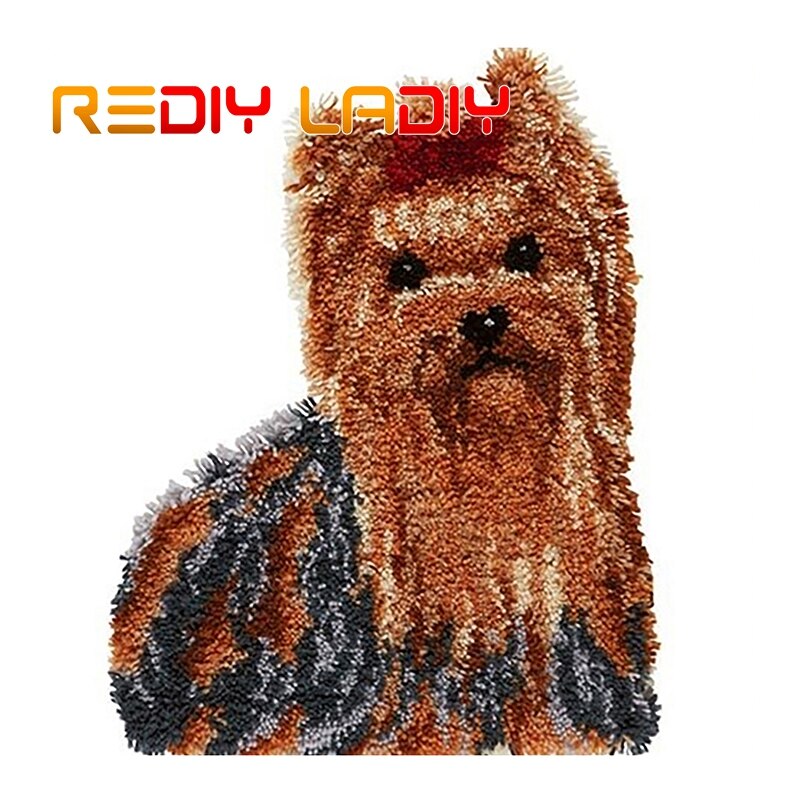 Latch Hook Rug Kits Crocheting Carpet Rug Puppy Girl Dog Acrylic Yarn Pre-Printed Canvas Cushion Mat Crochet Tapestry Sofa Decor: ZD620
