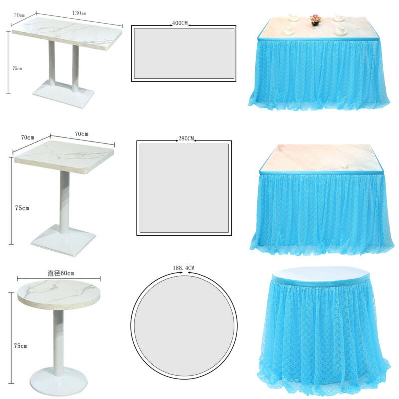 Tulle TUTU Table Skirt Tableware Wedding Party Baby Shower Birthday Decor Vintage Floral Lace Tablecloth