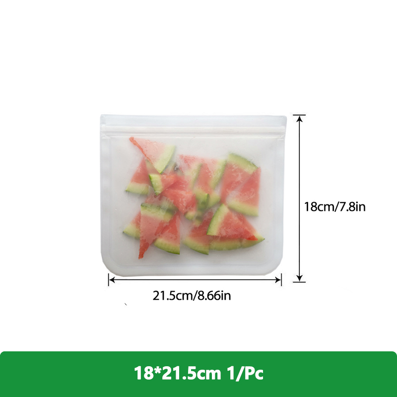 1/2/3/5Pcs Reusable Food Freezer Bags Leakproof Silicone Ziplock Bags BPA Free Meat Fruit Veggies Storage Bag Dishwasher Safe: light green