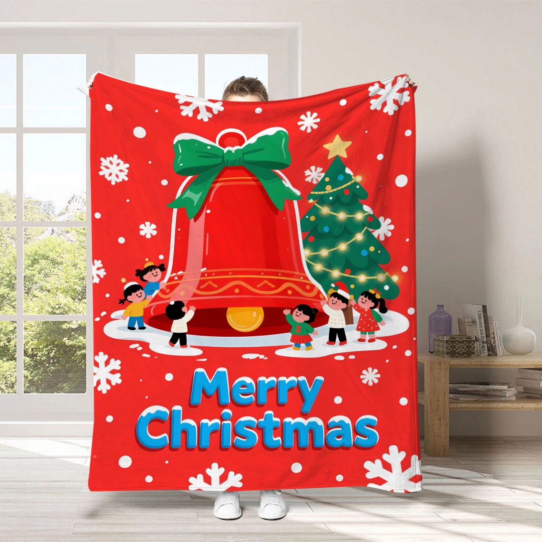 Christmas Party Blanket Soft Skin-Friendly Shawl Portable Decor: Queen / green