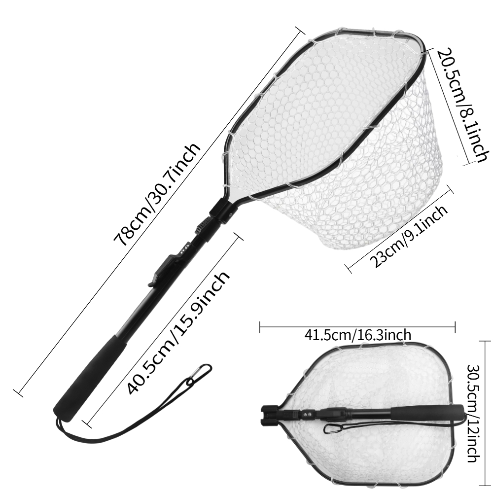 Floating Fishing Net Bass Trout Landing Net Foldable Lightweight Portable Rubber Coated Fish-Friendly Mesh Easy Catch & Release: Burgundy