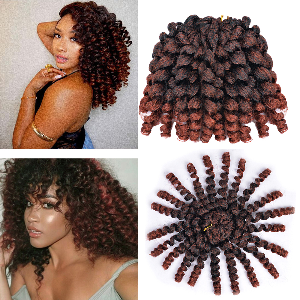 Extensión de cabello sintético degradado para mujeres negras, rizo de varita Jumpy, trenzas de ganchillo, cabello rizado de rebote jamaiquino