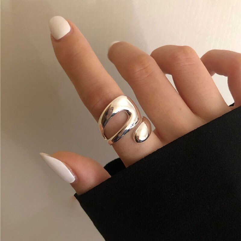 Persoonlijkheid Punk Cool Link Chain Verstelbare Vier Opening Ringen Voor Vrouwen Mannen Cross Hanger Draaien Vinger Ring Hip Hop Sieraden: RI21Y0031-1