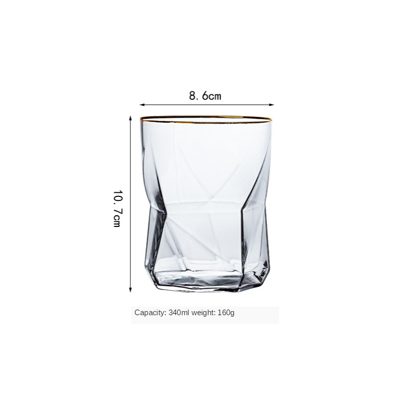 Nordisk whisky geometrisk kopp hushålls snapsglaskopp färgglad juice vinkopp genomskinlig mugg whisky ölglas gafas verre: Guldsida mitten
