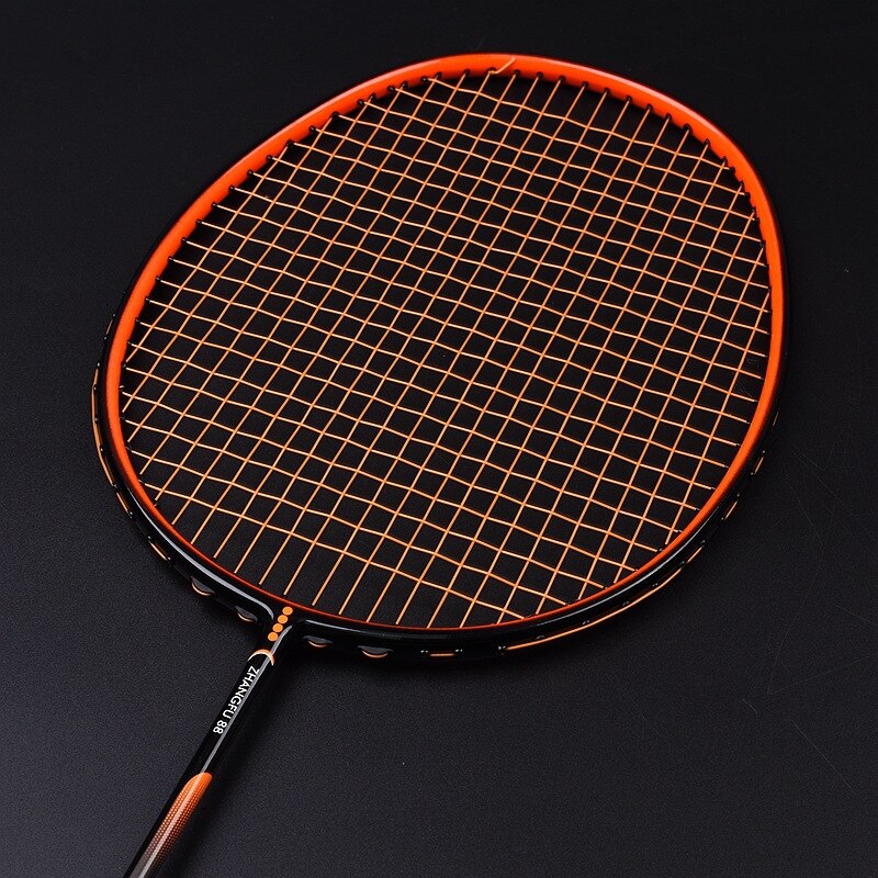 Full Carbon Fiber Ultralight Strung Training Badminton Racket Carbon Badminton Racquet Carbon Fiber Grips With Bags: Orange