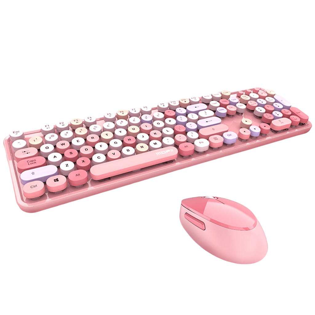 Gemengde Kleur 2.4Ghz Draadloze Toetsenbord En Muis Combo Set 104 Kleurrijke Toetsen Met Usb-ontvanger Voor Mac Pc Laptop desktop: Pink Mixed Color