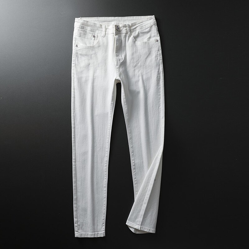 Hvide denimbukser mænd baggy jeans straight fit bukser arbejde klassiske jean homme mærke tøj blødt stor størrelse 28-40