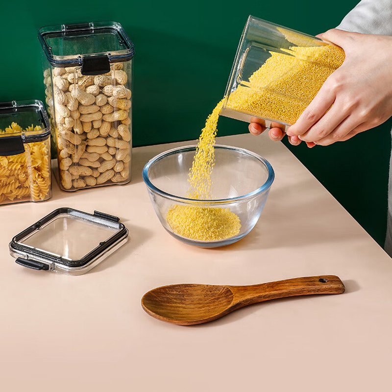 Caja de almacenamiento de alimentos transparente, contenedor de almacenamiento de alimentos con tapa, botes de plástico para organización de cocina y despensa, 1 ud.