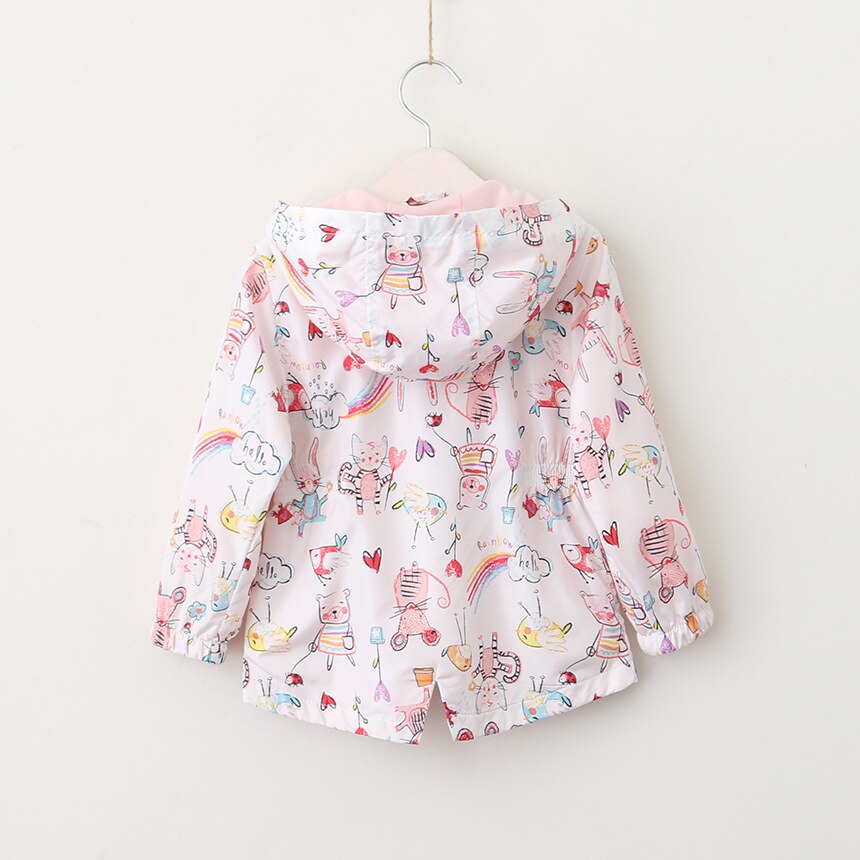 Kinderen Meisjes Lente Baby Meisje Jassen Cartoon Kat Muis Graffiti Jas Jas Capuchon Windjack Voor Meisjes Kinderen Bovenkleding