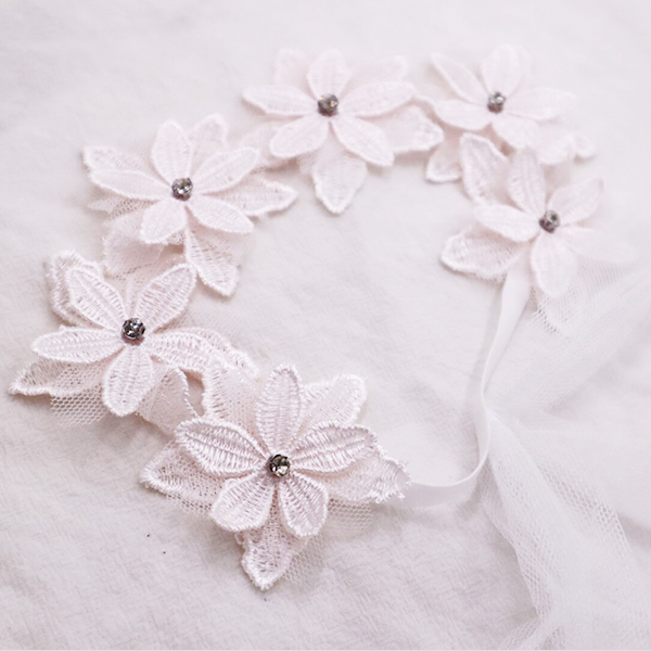 Diadema de flores para niña recién nacida, diadema para el pelo de princesa, tocado de infantil, accesorios para fotos, , lazo de encaje para el pelo: Pink