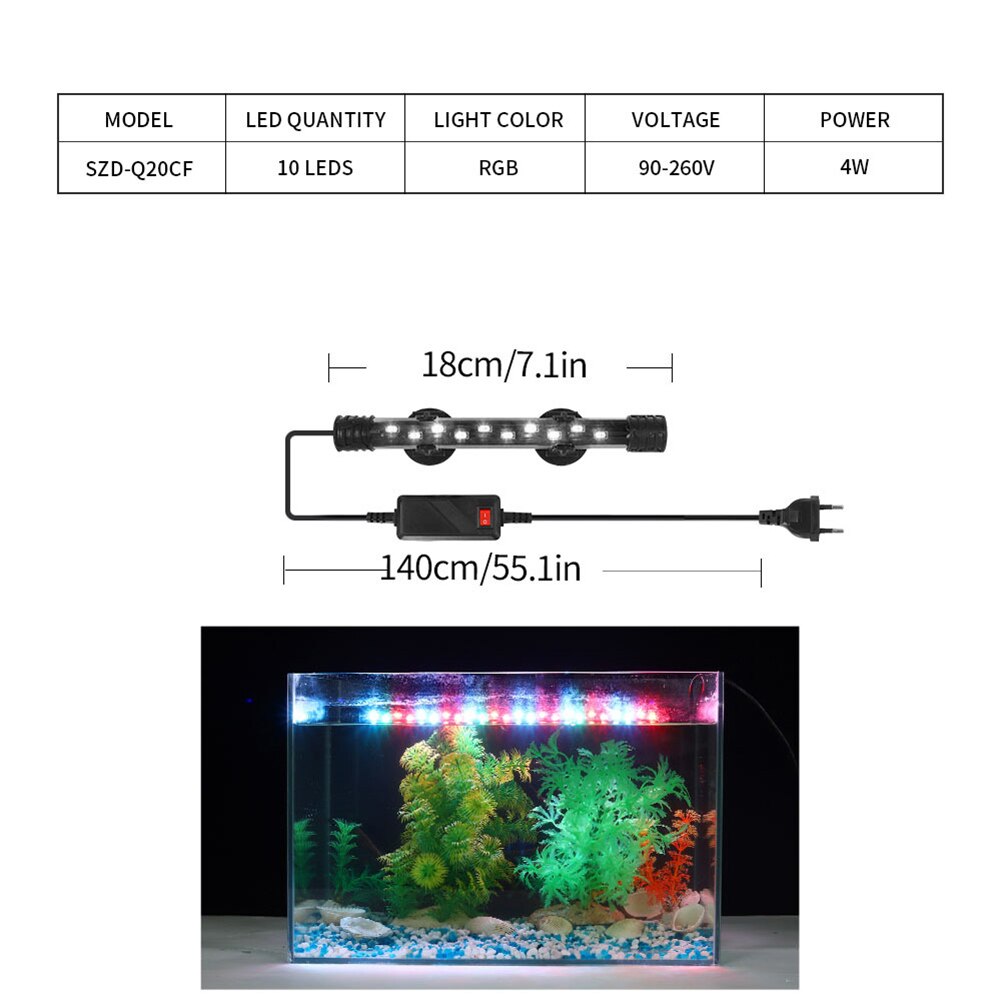 Aquarium White Light Fish Tank Submersible Lamp Waterproof Underwater LED Plant Lamp Aquarium Lighting Accessories