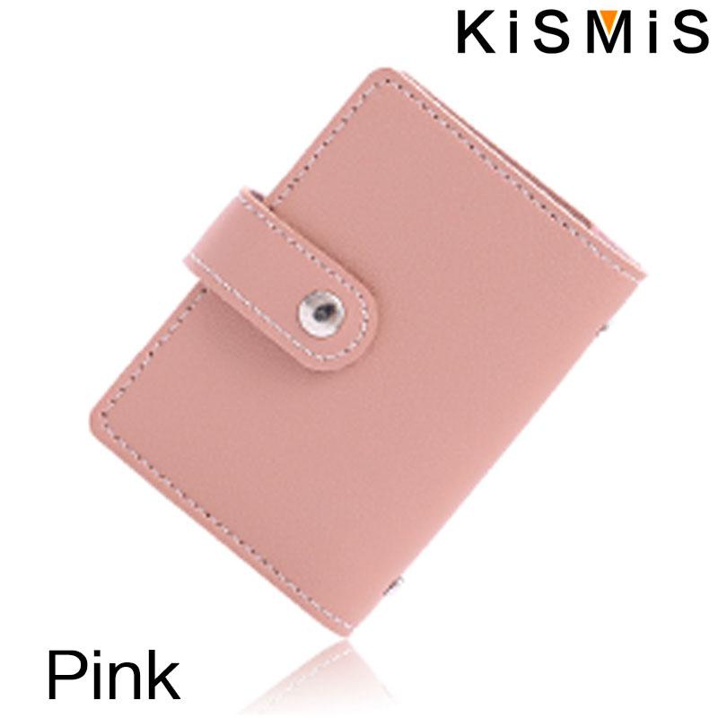 KISMIS 1 PC femmes hommes en cuir 26 fentes ID porte-cartes de crédit RFID blocage portefeuille étui sac de poche: Rose