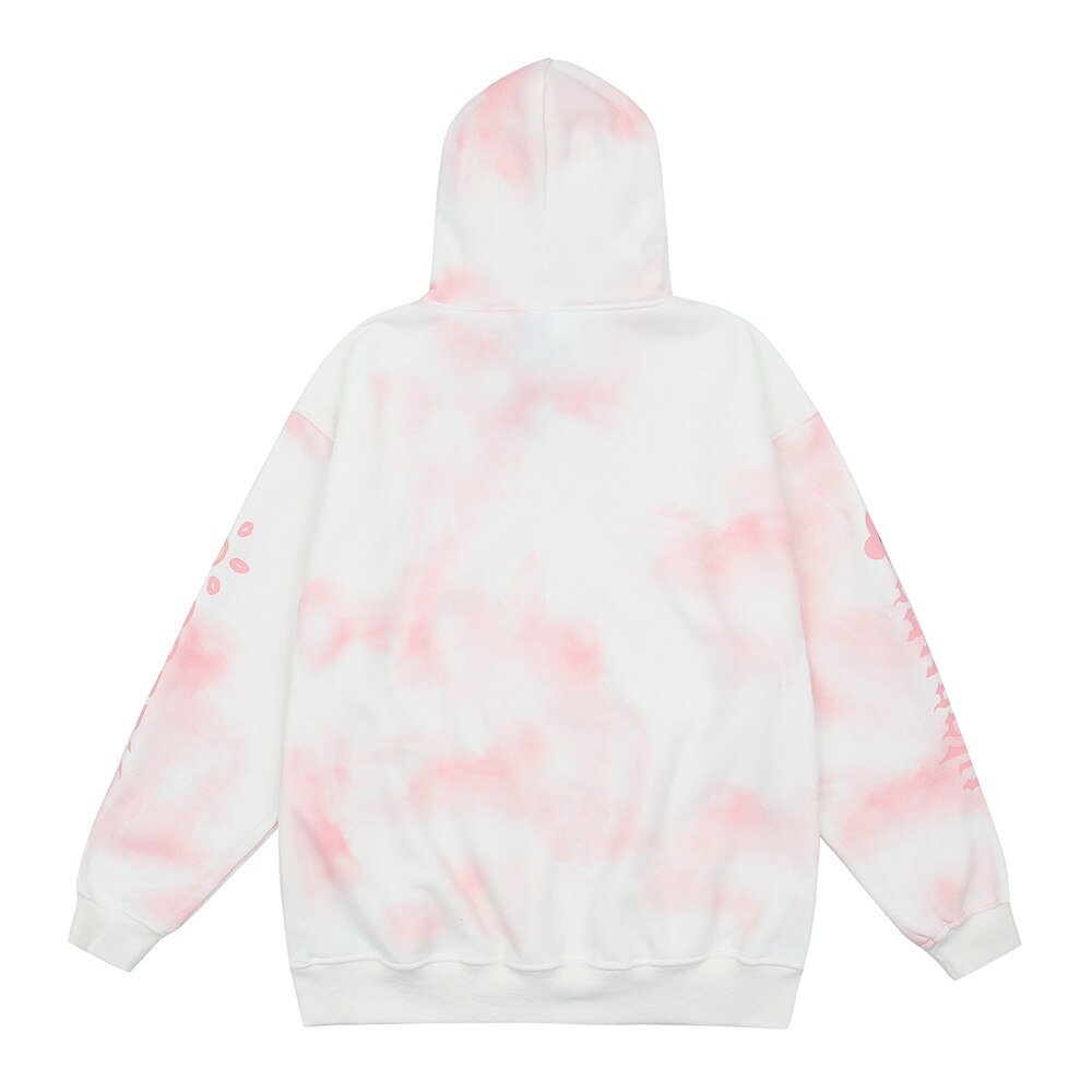 UNCLEDONJM Tie Dyed Bear Fleece Hoodie Sweatshirt Men Harajuku Streetwear Hooded Pullover Cotton Autumn Loose Hoodie GRE-HM1095