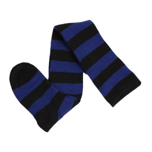Long Stripe Printed Thigh High Striped Cotton Socks Women Christmas Color Striped Over The Knee Thigh High Stockings: 15Royal Blue Black