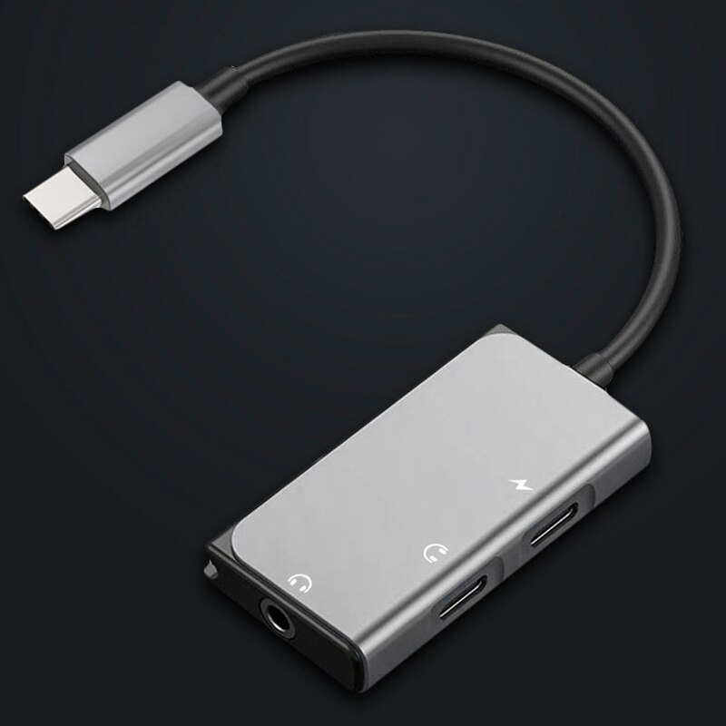 Type-c oplaadadapter 3 in 1 3.5mm dubbele type-c hoofdtelefoonaansluiting o converter dp snellaadadapter voor huawei