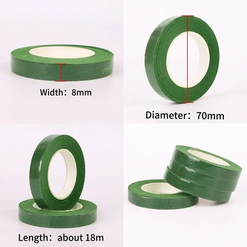 20/1 Rollen grünes Blumenstrauß-Blumenbänder, selbstklebendes Staubblatt-Geschenkpapier, DIY-Blumen-Dekor für Floristen, Hochzeit, Party-Requisiten