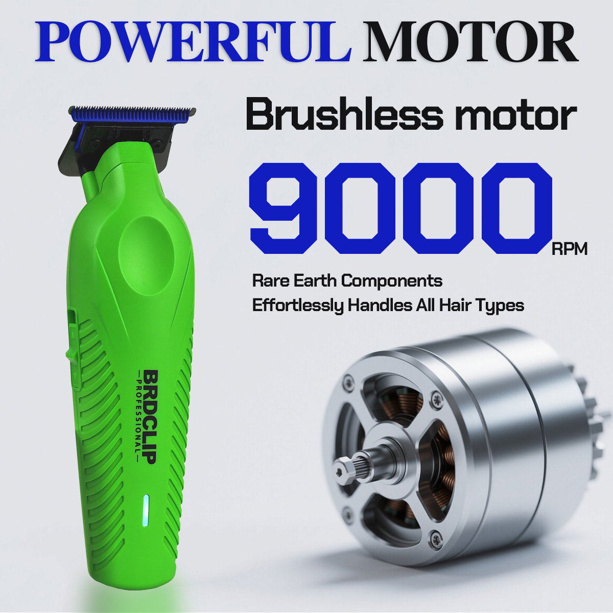 BRDCLIP BRD9615 9000PRM Professionele heren Tondeuse Kapper Afwerking Elektrische Tondeuse DLC Blue Blade Haar Snijmachine