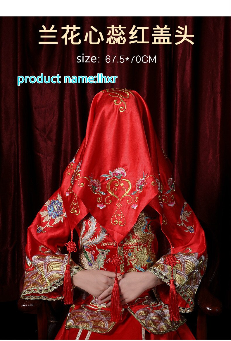verrotten Hijab Braut der Chinesischen Hochzeit Stickerei Blume Hochzeit Quaste Hijab Hipa Drachen Phönix Kopftuch Hochzeit Liefert: lhxr