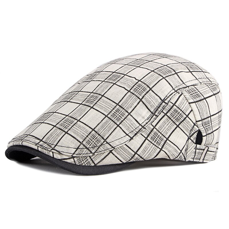 Fine Stripe Lattice Berets Hat Women Men Spring Summer Plaid Visors Red Green Blue Duckbill Herringbone Flat Cap: BE