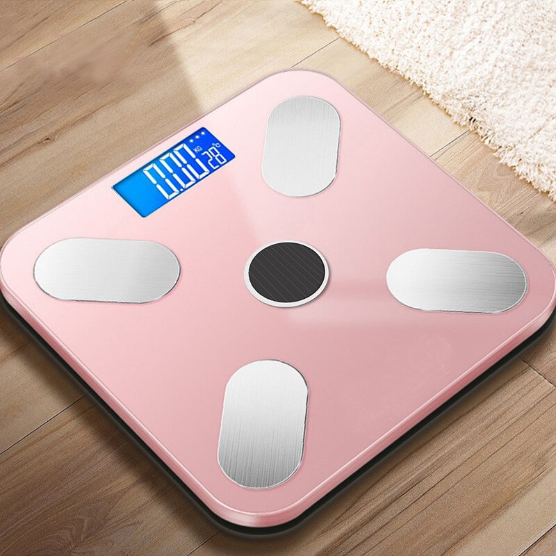 Digital Body Fat Scale BMI Weight Scales Bluetooth Body Fat Measurement Device Smart Body Weight Analyzer Bathroom Floor Scale: rose gold Solar