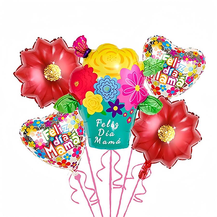 Conjunto de balões para decoração de dia das mães, 5 peças, cesta de flores de girassol, troféu, decoração de casa