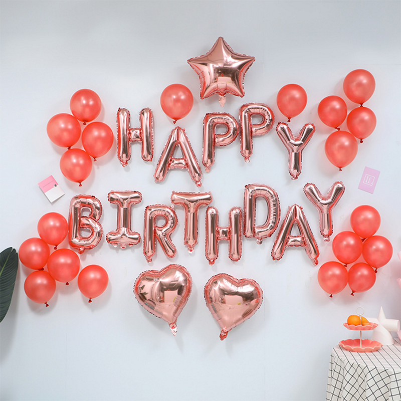 13Pcs/Set Happy Birthday Decoration Balloons Rose Gold Letter Foil Ballons Birthday Party Decorations Globos Balony Anniversaire