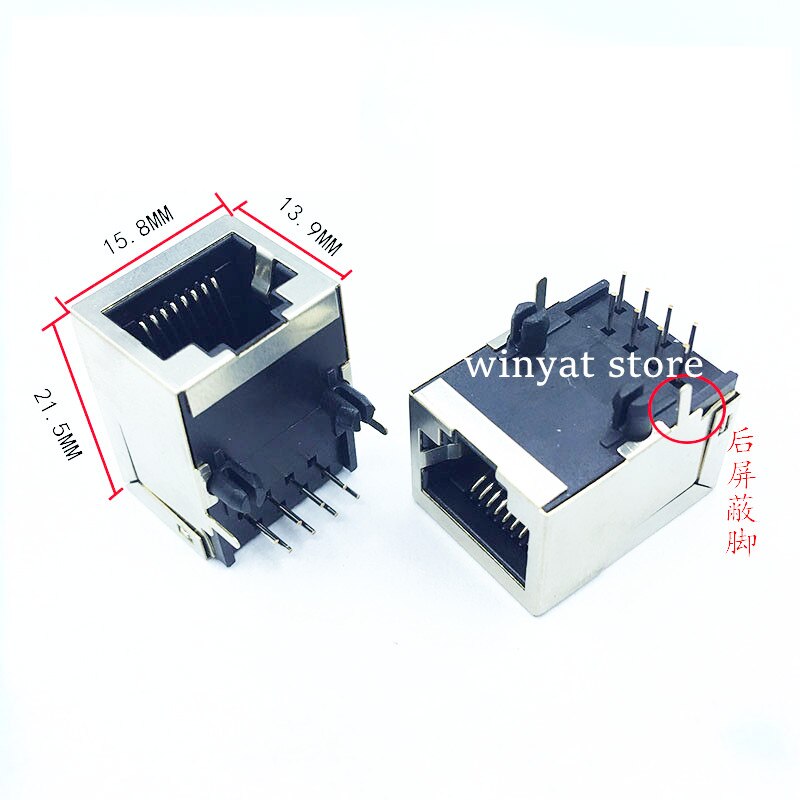 Terug Voet RJ45 59 Terug Voet 21Mm Mesh Poort Modulaire Plug Zetels 8P8C Lange 21Mm RJ45 Socket